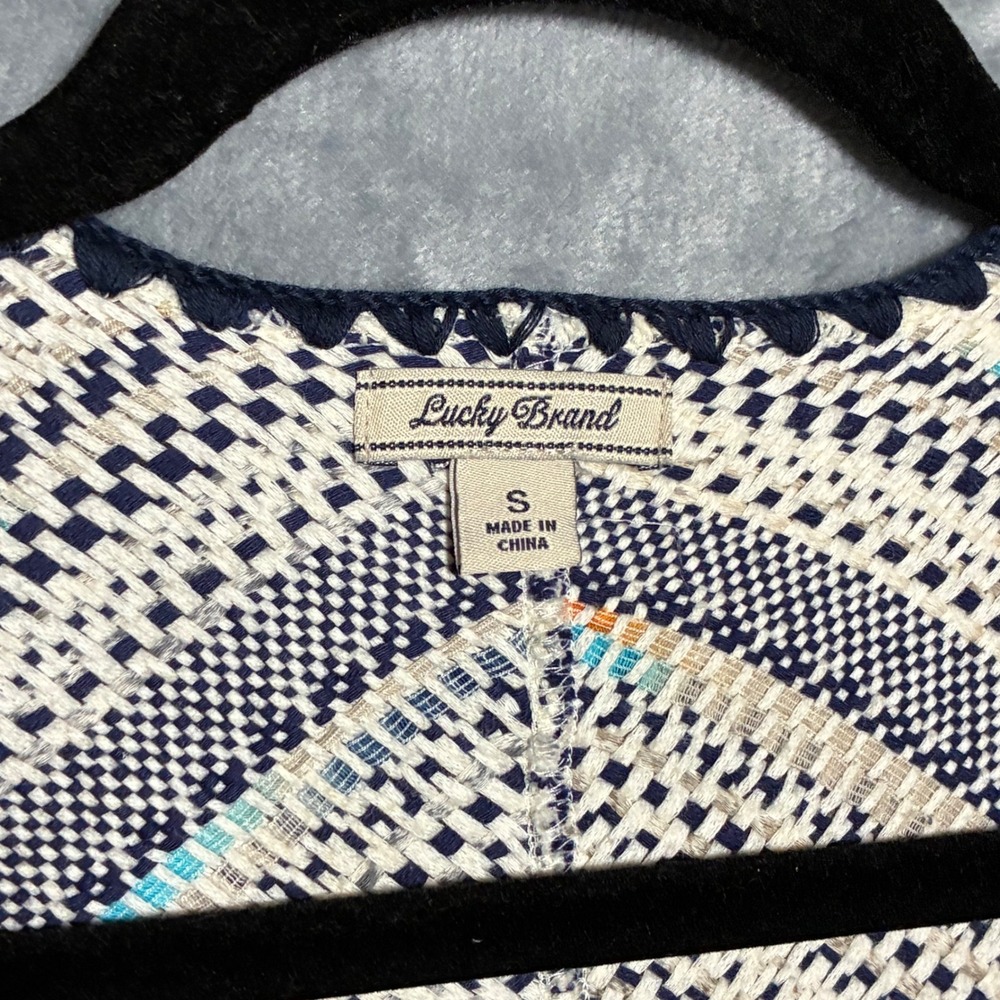 Lucky Brand Pottery Open Front Fringe Knit Cardigan Sweater Women's‎ S - Picture 6 of 9